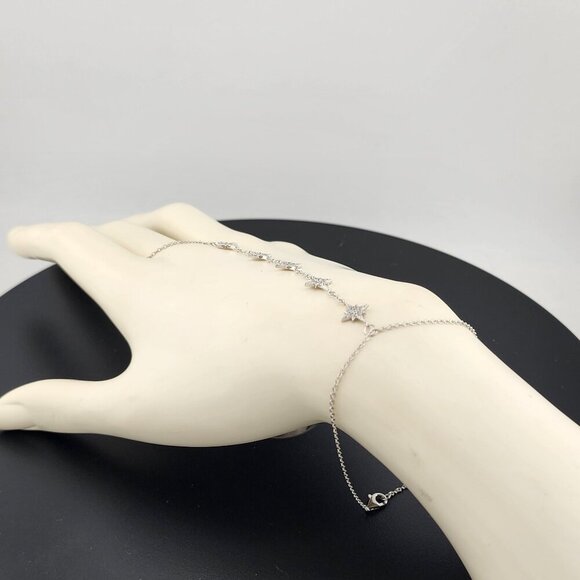 Sterling Silver 925 Hand Chain Bracelet with Ring – Star Design - Picture 9 of 9